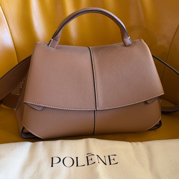 Polene Handbags - Polene Mokki Mini Textured Camel Shoulder Bag